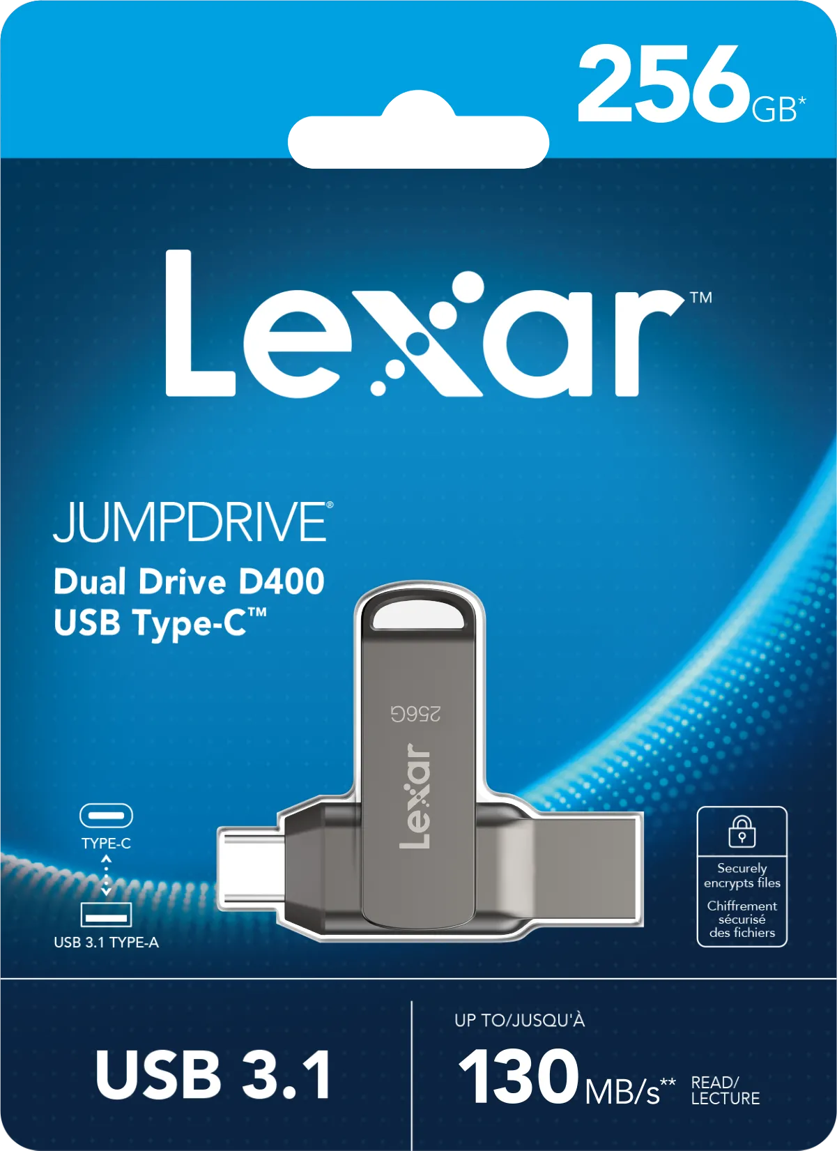 Clé USB 3.1 Lexar JumpDrive D400 - 256Go (Gris)