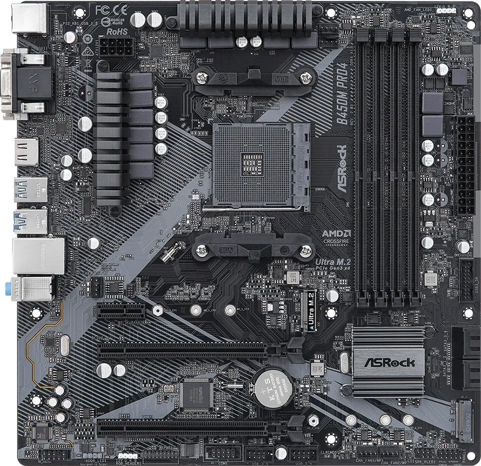 Carte Mère ASRock B450M Pro4 R2.0 (AM4) Micro ATX