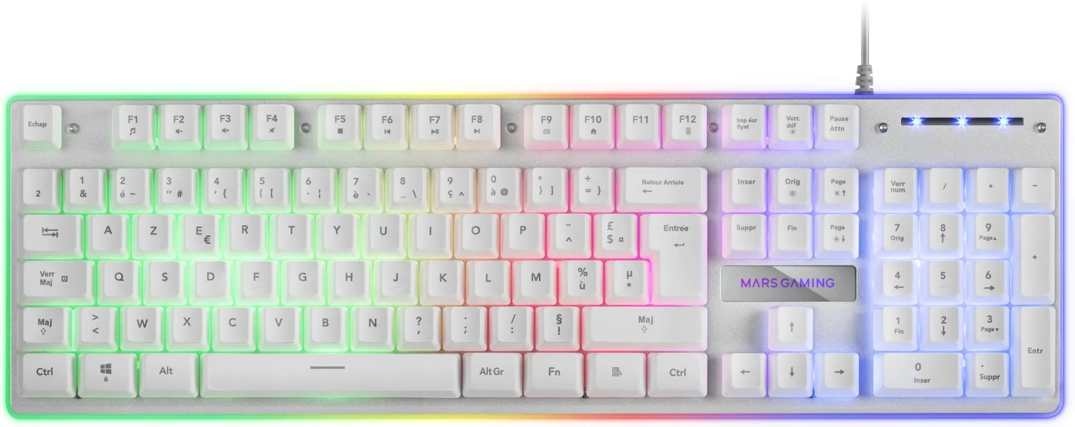 Clavier Gamer Mars Gaming MK220 RGB (Blanc)