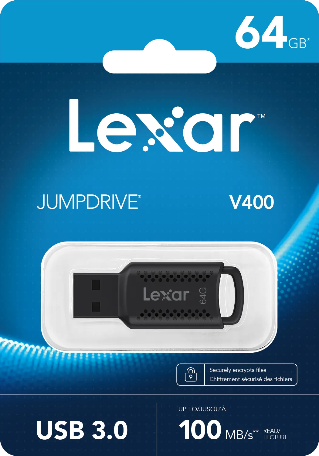 Clé USB 3.0 Lexar JumpDrive V400 - 64Go (Noir)