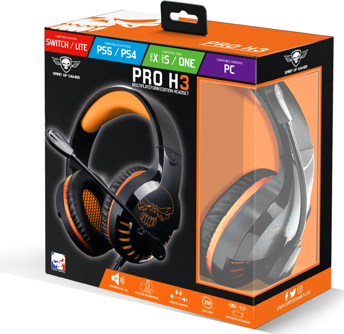 Casque Gamer filaire Spirit of Gamer Pro H3 (Noir/Orange)