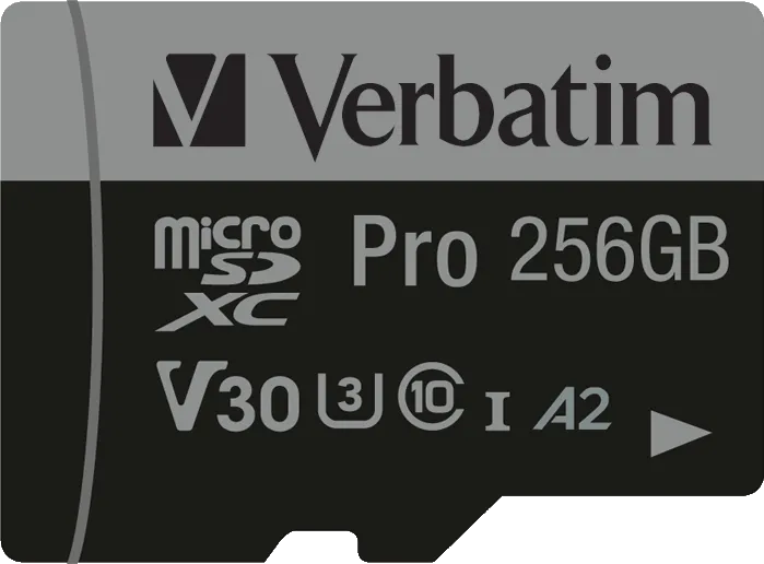 Carte mémoire Micro SD Verbatim Pro U3 - 256Go avec adaptateur