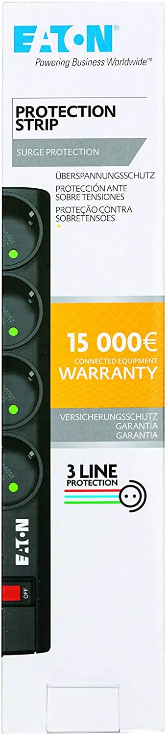 Multiprise Surtension Eaton Protection Strip 4 prises (Noir)