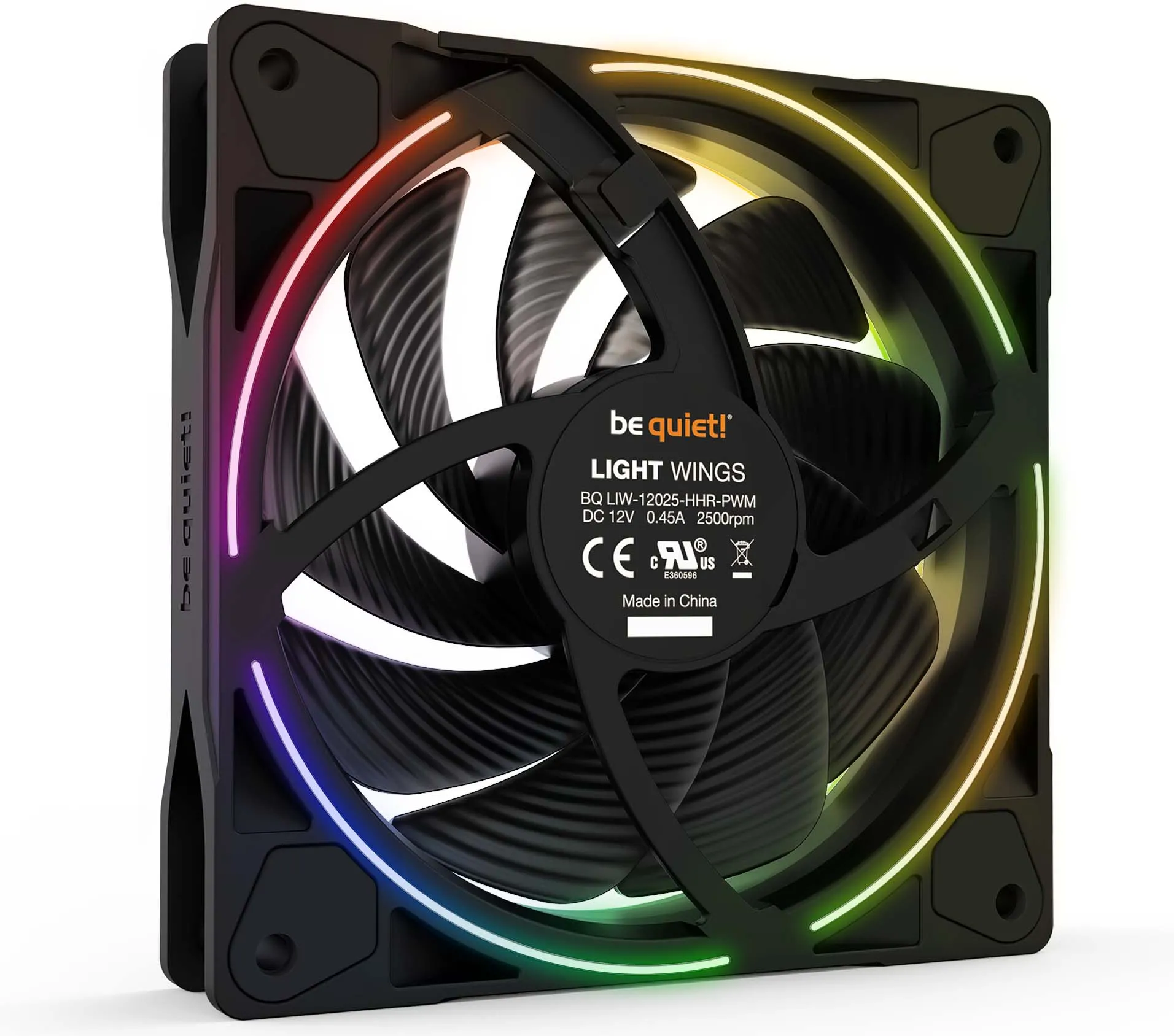 Ventilateur de boitier be quiet! Light Wings High Speed RGB - 12cm (Noir)