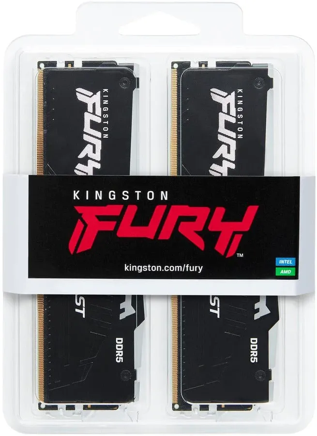 Kit Barrettes mémoire 32Go (2x16Go) DIMM DDR5 Kingston Fury Beast RGB  5600MHz CL40 (Noir)