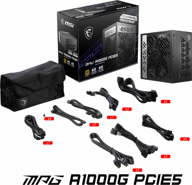 Alimentation ATX MSI MPG A1000G PCIe5 - 1000W (Noir)