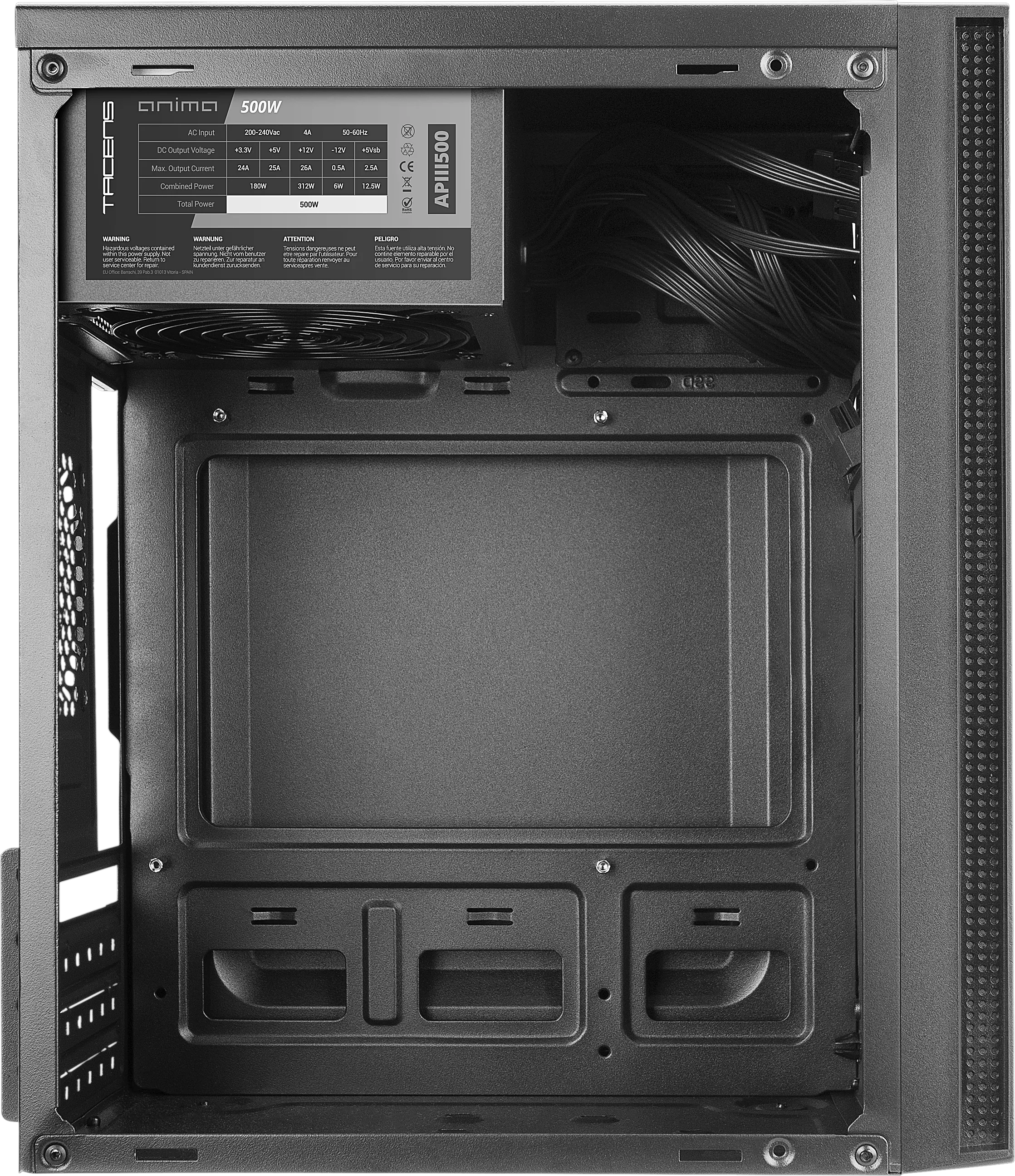 Boitier Mini Tour Micro ATX Anima AC5500 avec alimentation 500W (Noir)