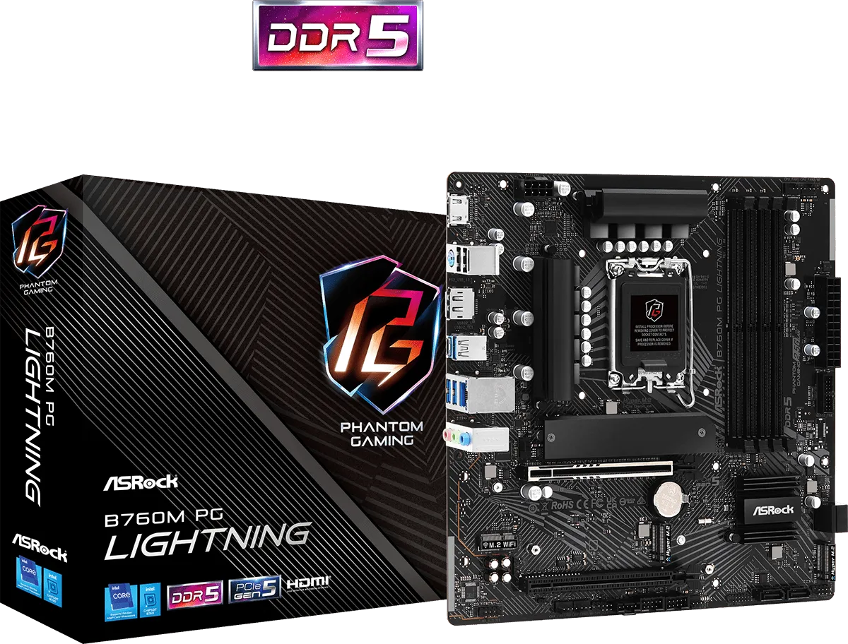 Carte Mère ASRock B760M PG Lightning DDR5 (Intel LGA 1700) Micro ATX