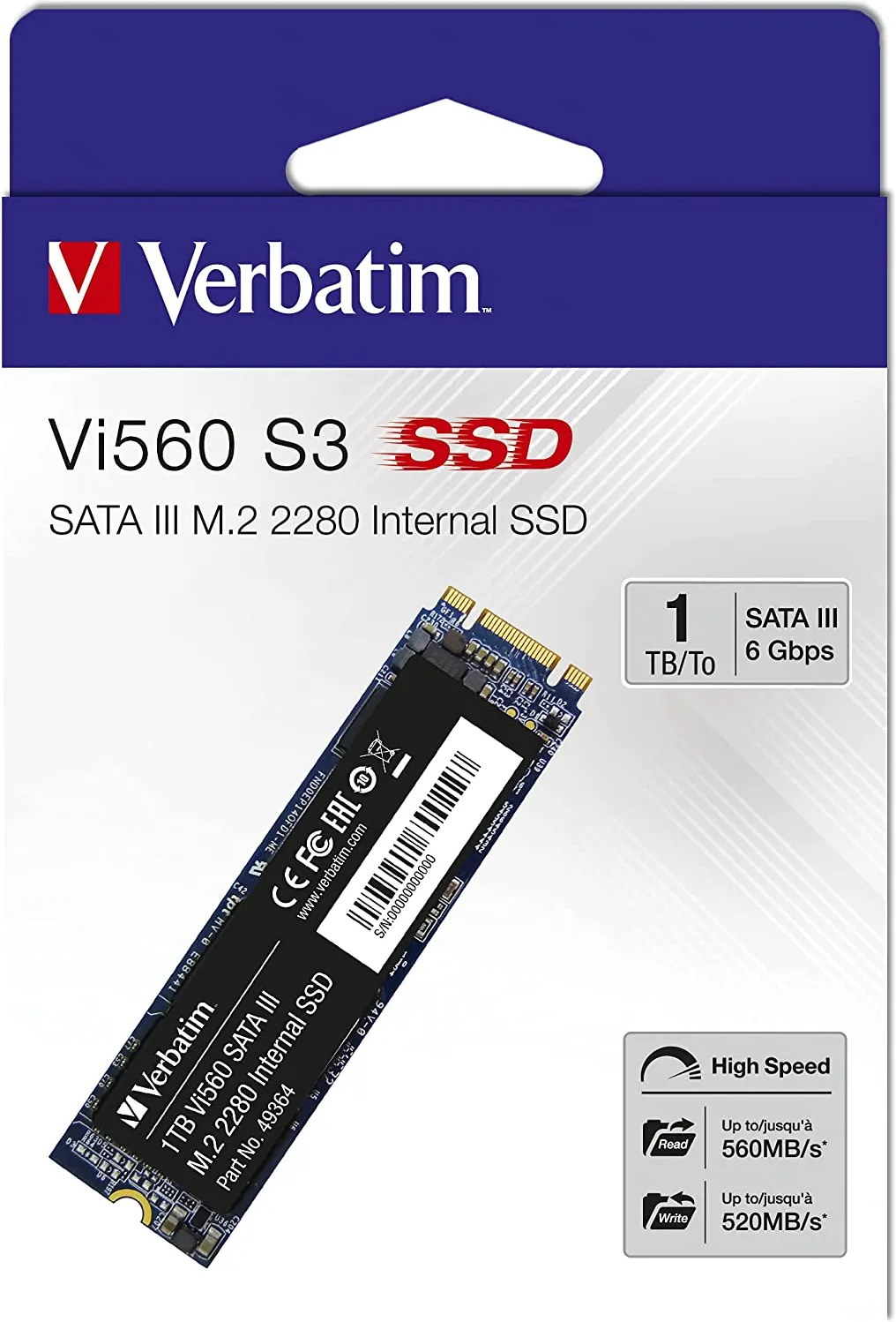 Disque SSD Verbatim Vi560 S3 1To  - S-ATA M.2 Type 2280