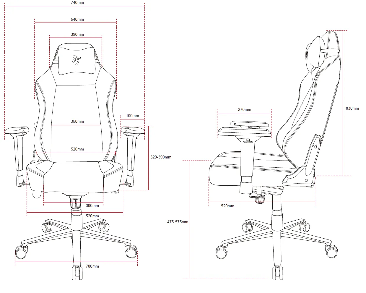 Fauteuil Arozzi Primo PU (Noir/Or)