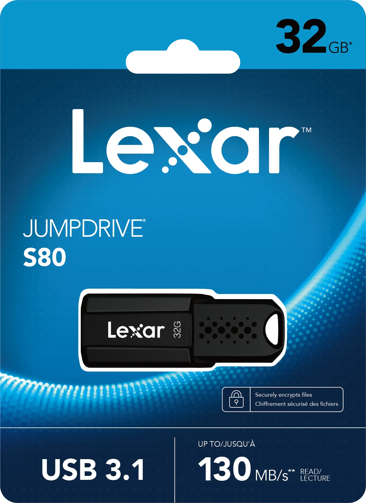 Clé USB 3.1 Lexar JumpDrive S80 - 32Go (Noir)