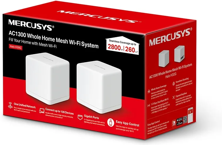 Système WiFi Mesh Mercusys Halo H30G AC1300 (2 pièces)