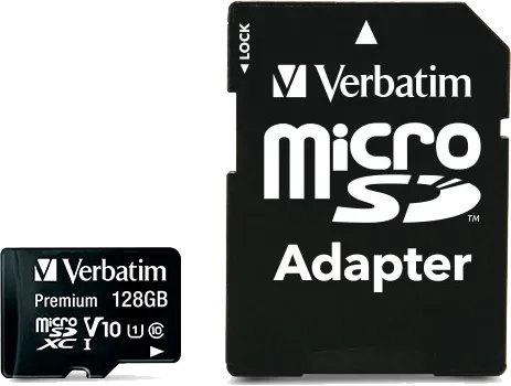Carte mémoire Micro SD Verbatim Premium - 128Go avec adaptateur