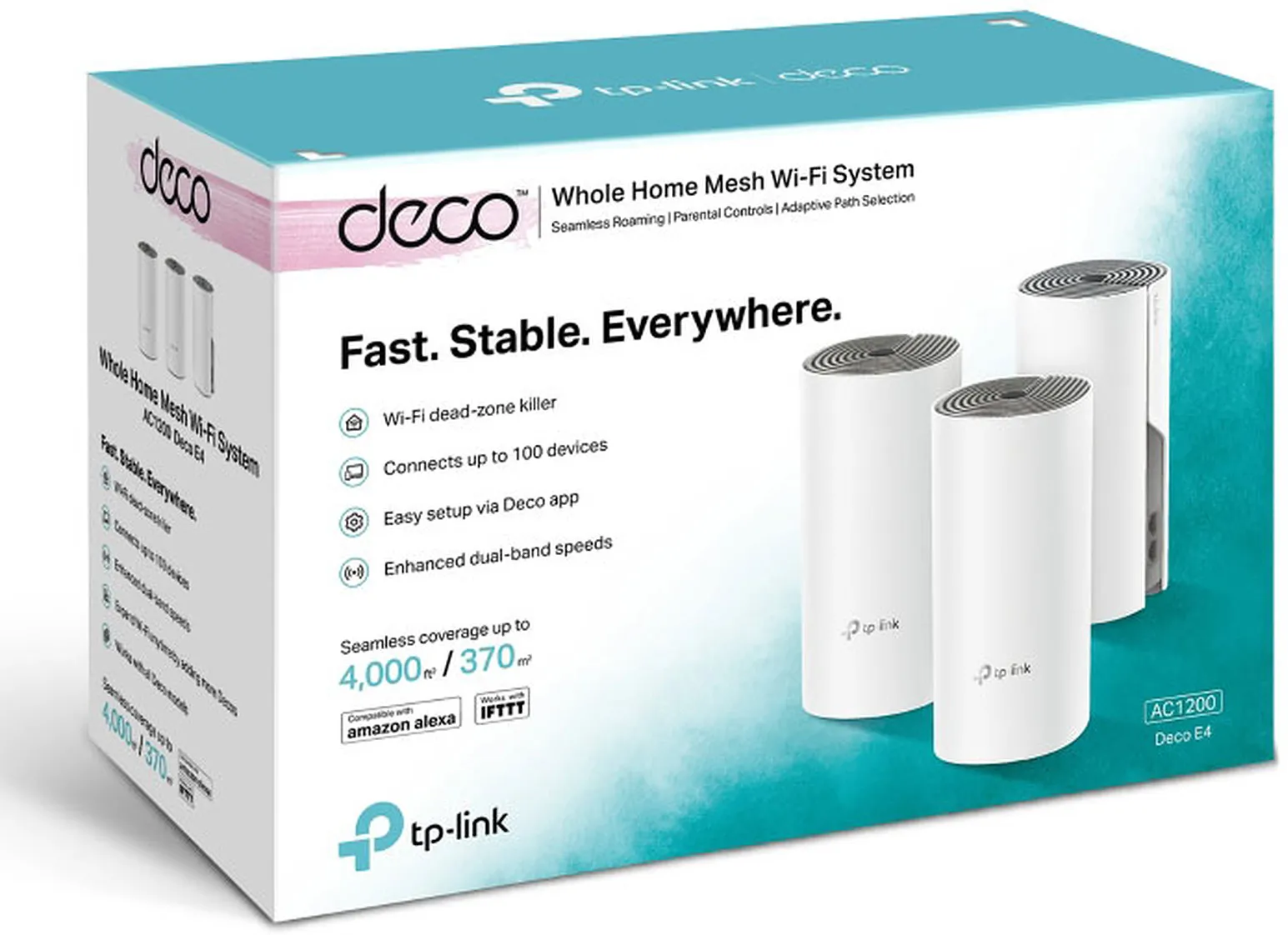 Système WiFi Mesh TP-Link Deco E4 AC1200 (3 pièces)
