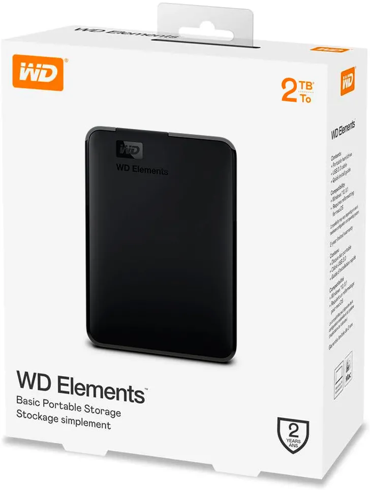 Disque Dur externe Western Digital Elements Portable - 2To  (Noir)