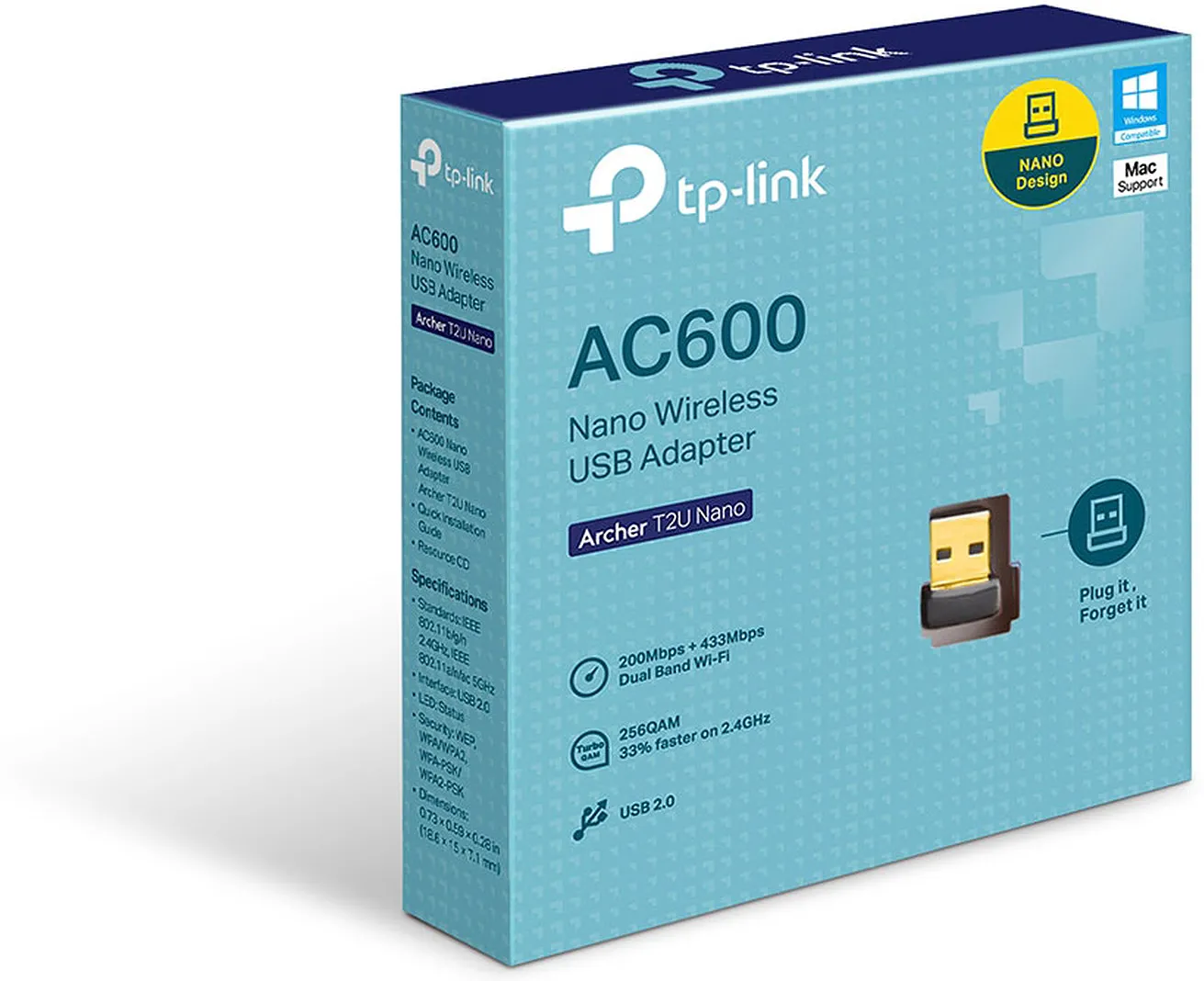 Mini Carte Réseau USB WiFi TP-Link Archer T2U Nano (AC600)