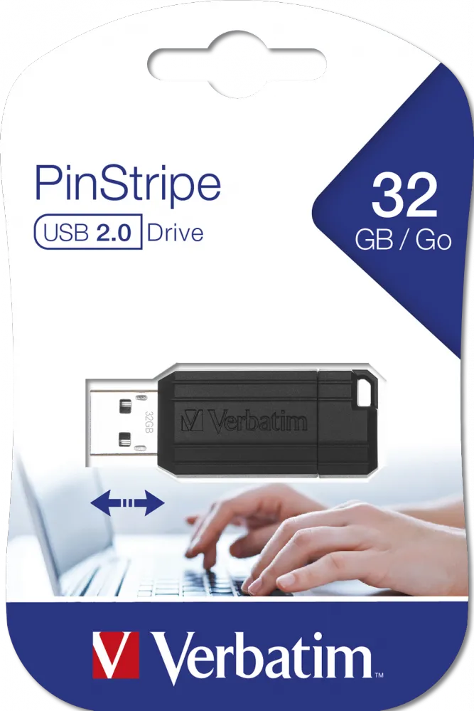 Clé USB 2.0 Verbatim PinStripe - 32Go (Noir)
