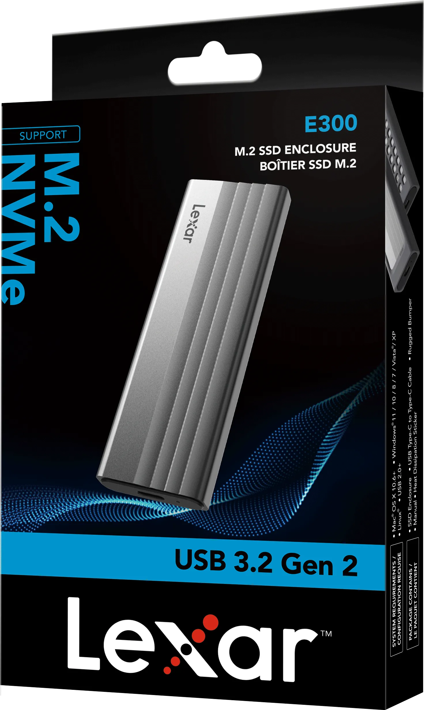 Boitier externe USB 3.2 Lexar E300 - NVMe M.2 Type 2280 (Argent)
