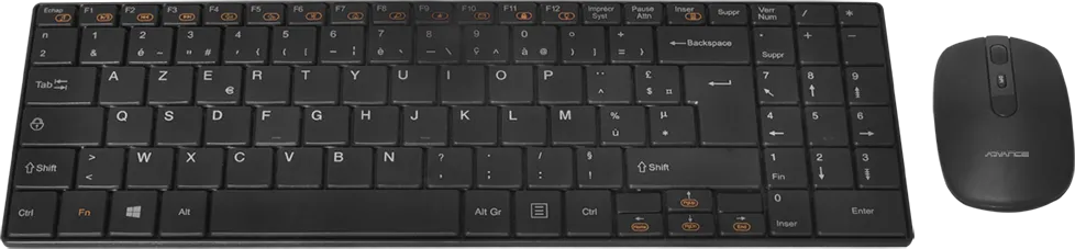 Pack 2en1 (Clavier/Souris) sans fil Advance Slim Compact (Noir)