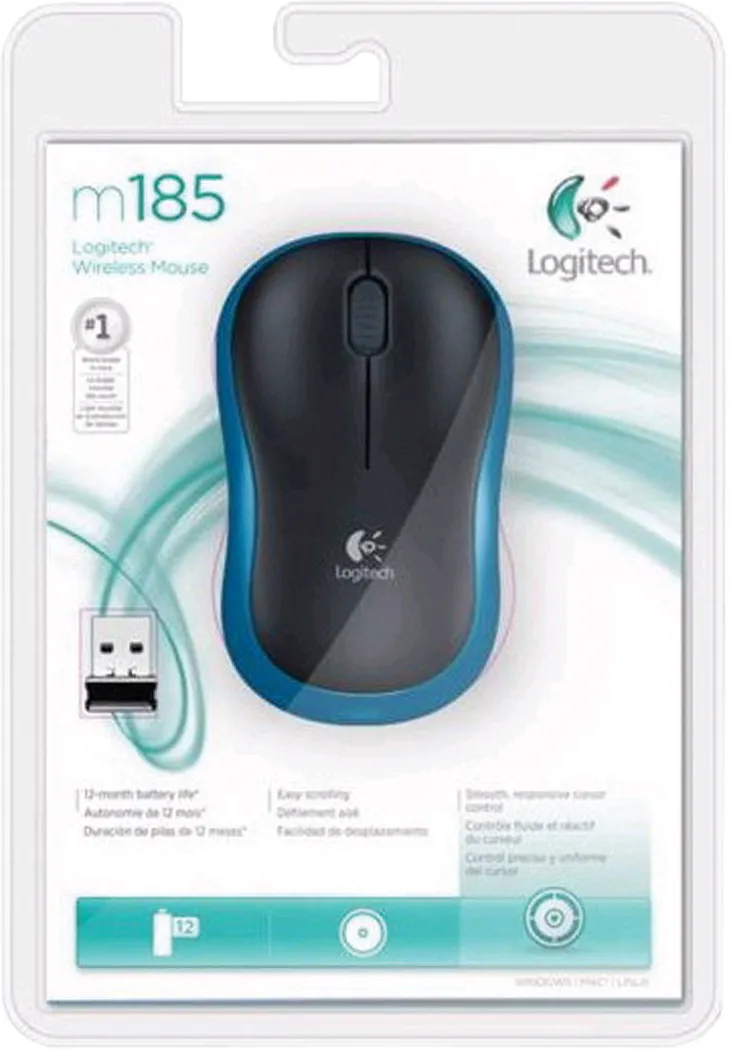 Souris sans fil Logitech M185 (Noir/Bleu)