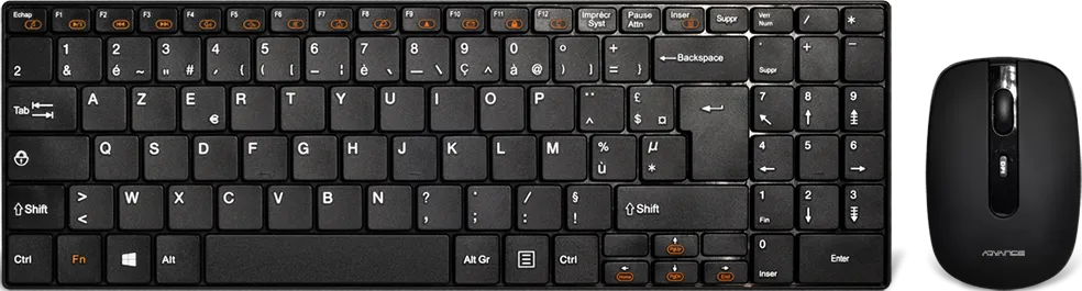 Pack 2en1 (Clavier/Souris) sans fil Advance Slim Compact (Noir)