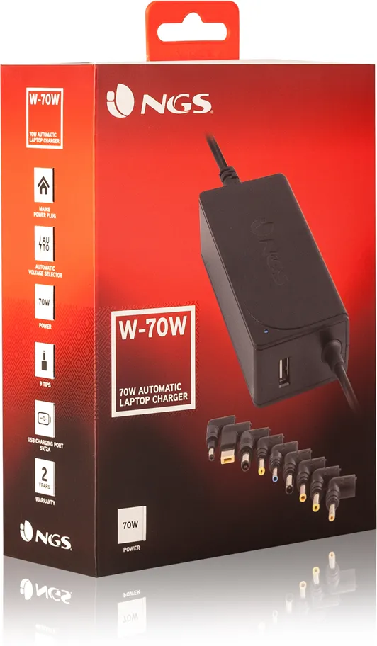 Chargeur universel NGS pour ordinateur portable 70W (9 embouts)