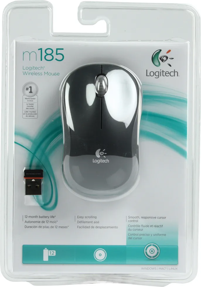 Souris sans fil Logitech Cordless Laser M185 (Gris)