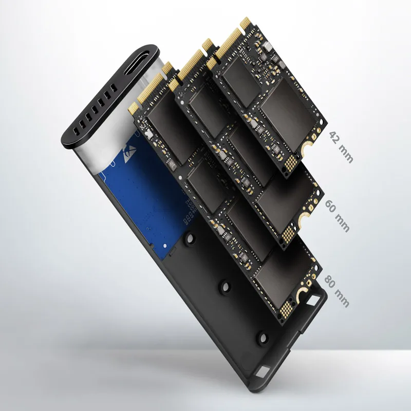 Boitier externe USB 3.2 Axagon EEM2-SG2 - S-ATA/NVMe M.2 Type 2280 (Argent)