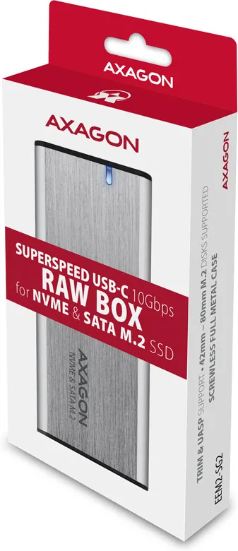 Boitier externe USB 3.2 Axagon EEM2-SG2 - S-ATA/NVMe M.2 Type 2280 (Argent)