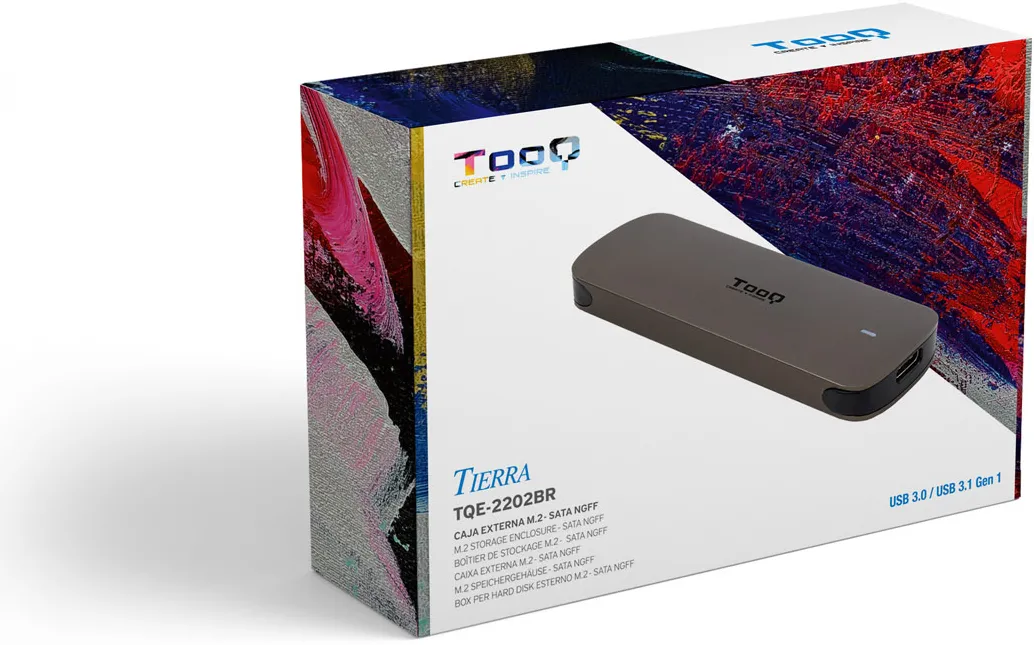 Boitier externe USB-C 3.1 Tooq TQE-2202 - S-ATA M.2 Type 2280 (Gris)