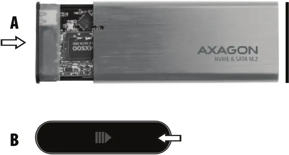 Boitier externe USB 3.2 Axagon EEM2-SG2 - S-ATA/NVMe M.2 Type 2280 (Argent)