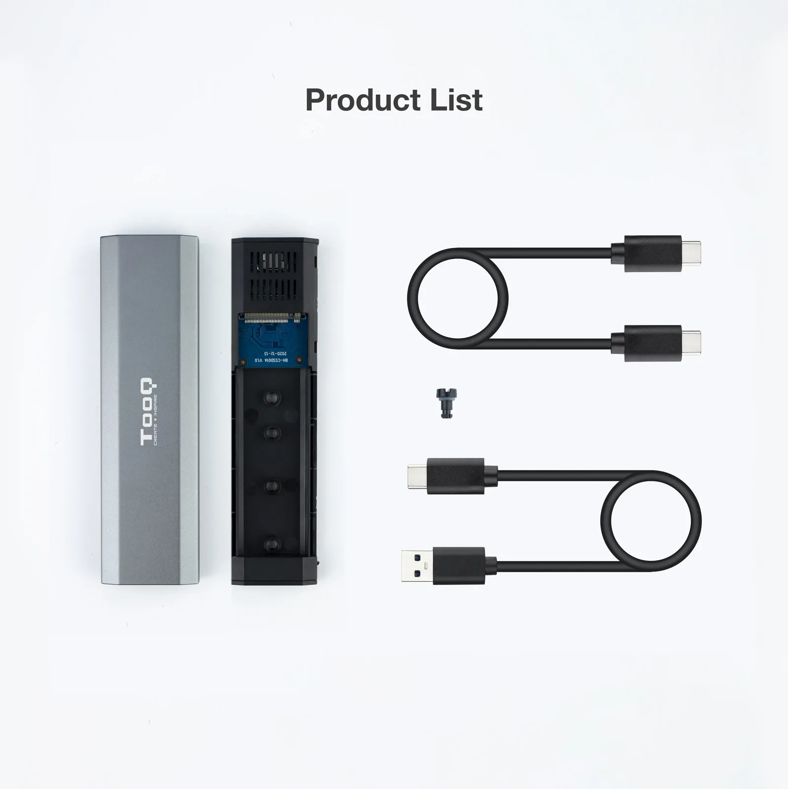 Boitier externe USB-C 3.2 Tooq Shura - S-ATA/NVMe M.2 Type 2280 (Gris)