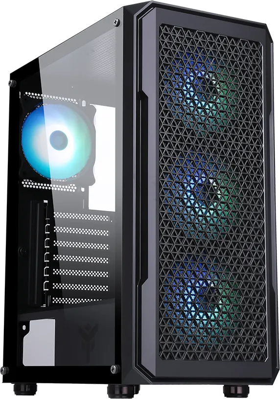 Boitier Moyen Tour ATX iTek Six Triangle RGB avec panneau vitré (Noir)