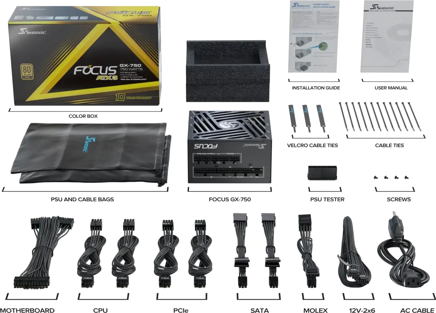 Alimentation ATX Seasonic Focus GX ATX 3 (2024) - 750W (Noir)