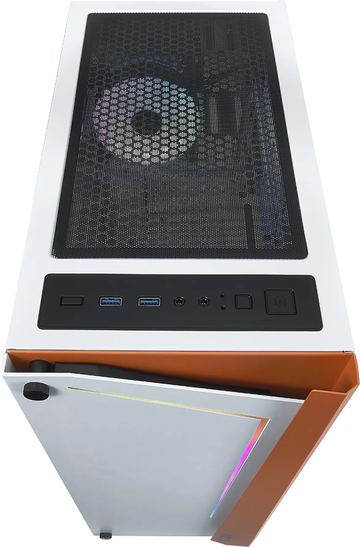 Boitier Moyen Tour ATX Azza Apollo RGB avec panneau vitré (Blanc/Orange)