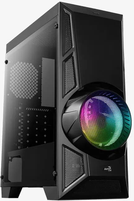 Boitier Moyen Tour ATX AeroCool AeroEngine Tempered Glass RGB avec panneau vitré (Noir)