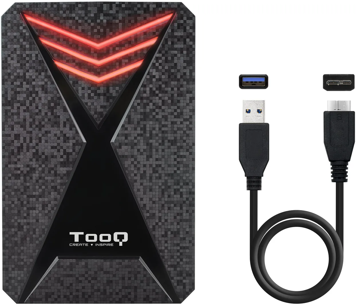 Boitier externe USB 3.1 TooQ TQE-2550 RGB - S-ATA 2,5" (Noir)