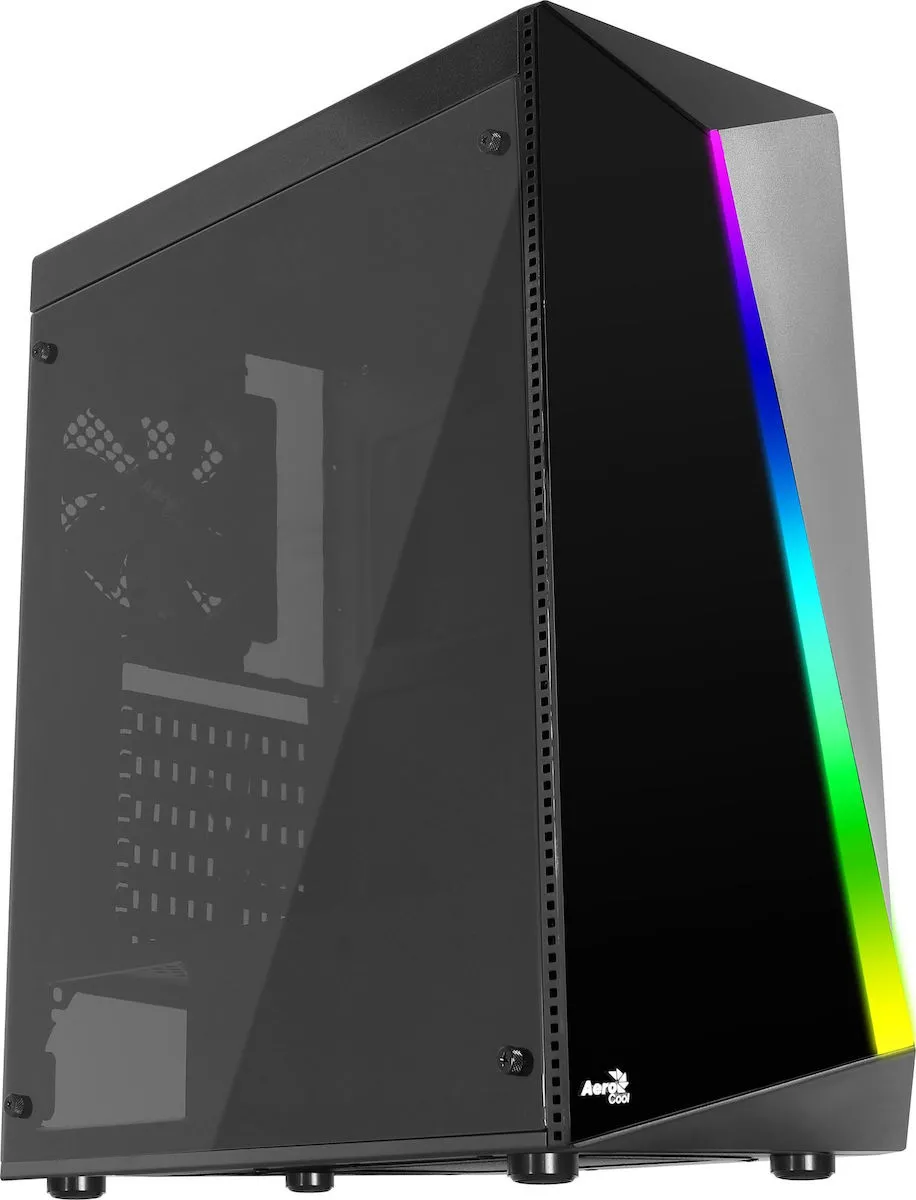 Boitier Moyen Tour ATX AeroCool Shard Tempered Glass RGB avec panneau vitré (Noir)