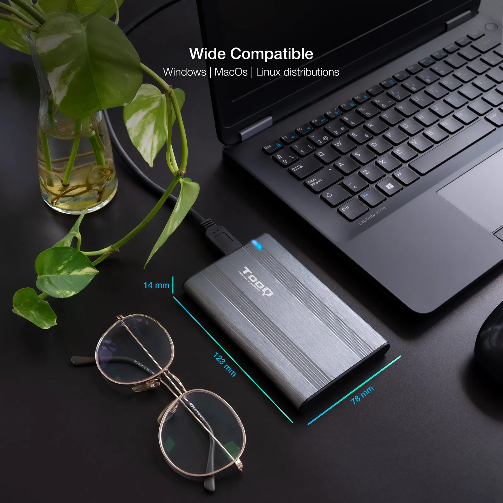 Boitier externe USB 3.1 TooQ TQE-2503 - S-ATA 2,5" (Gris)