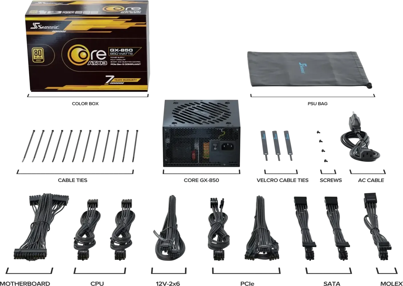 Alimentation ATX Seasonic Core GX V2 2024 - 850W (Noir)