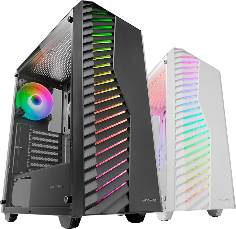 Boitier Moyen Tour ATX Mars Gaming MC-Volt RGB avec panneau vitré (Noir)