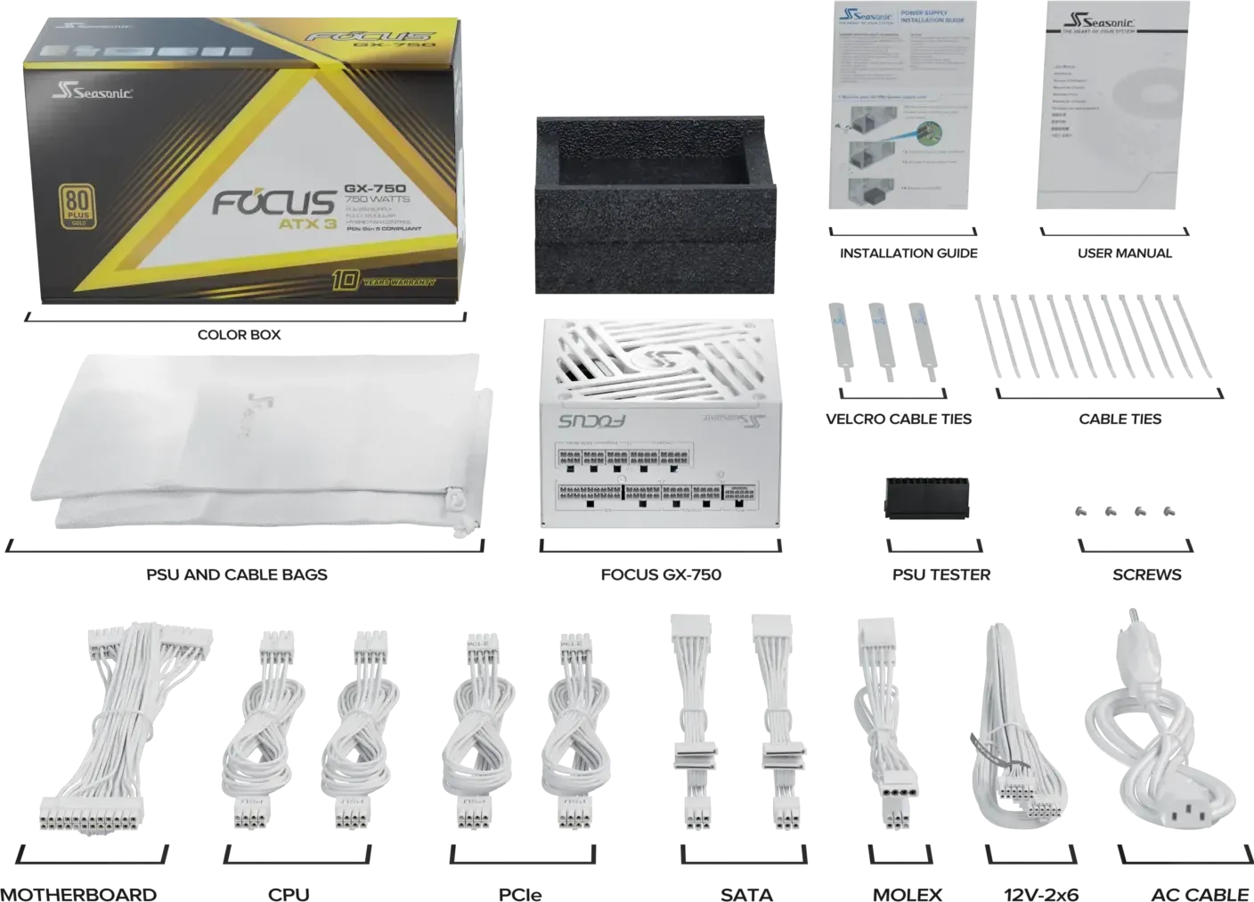 Alimentation ATX Seasonic Focus GX ATX 3 (2024) - 750W (Blanc)