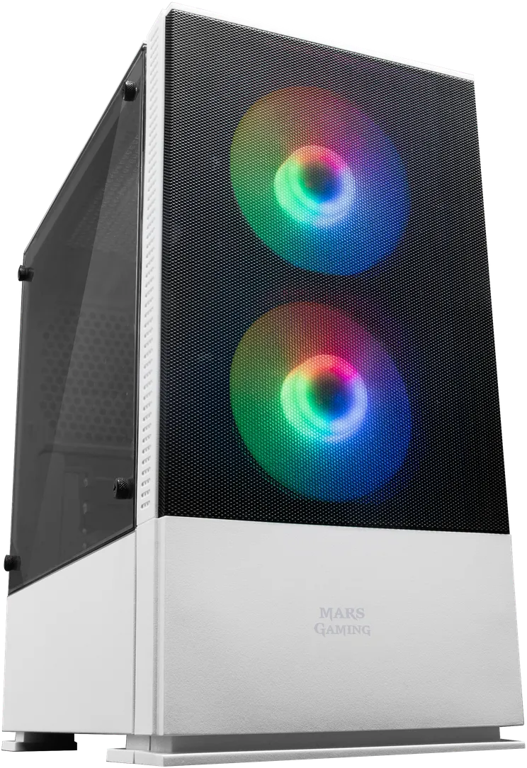 Boitier Mini Tour Micro ATX Mars Gaming MCZ RGB avec panneau vitré (Blanc)
