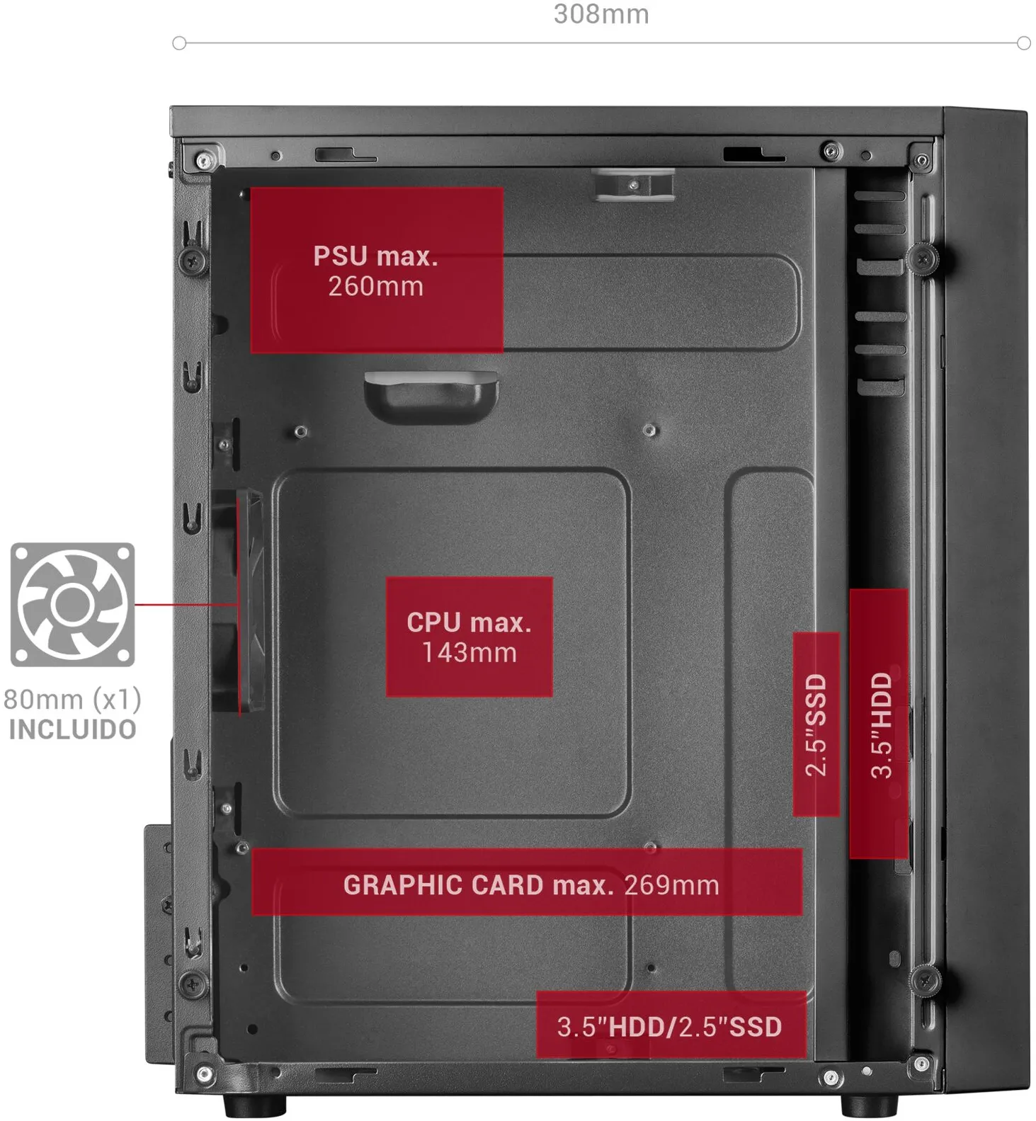 Boitier Mini Tour Micro ATX Mars Gaming MCM RGB avec panneau vitré (Noir)