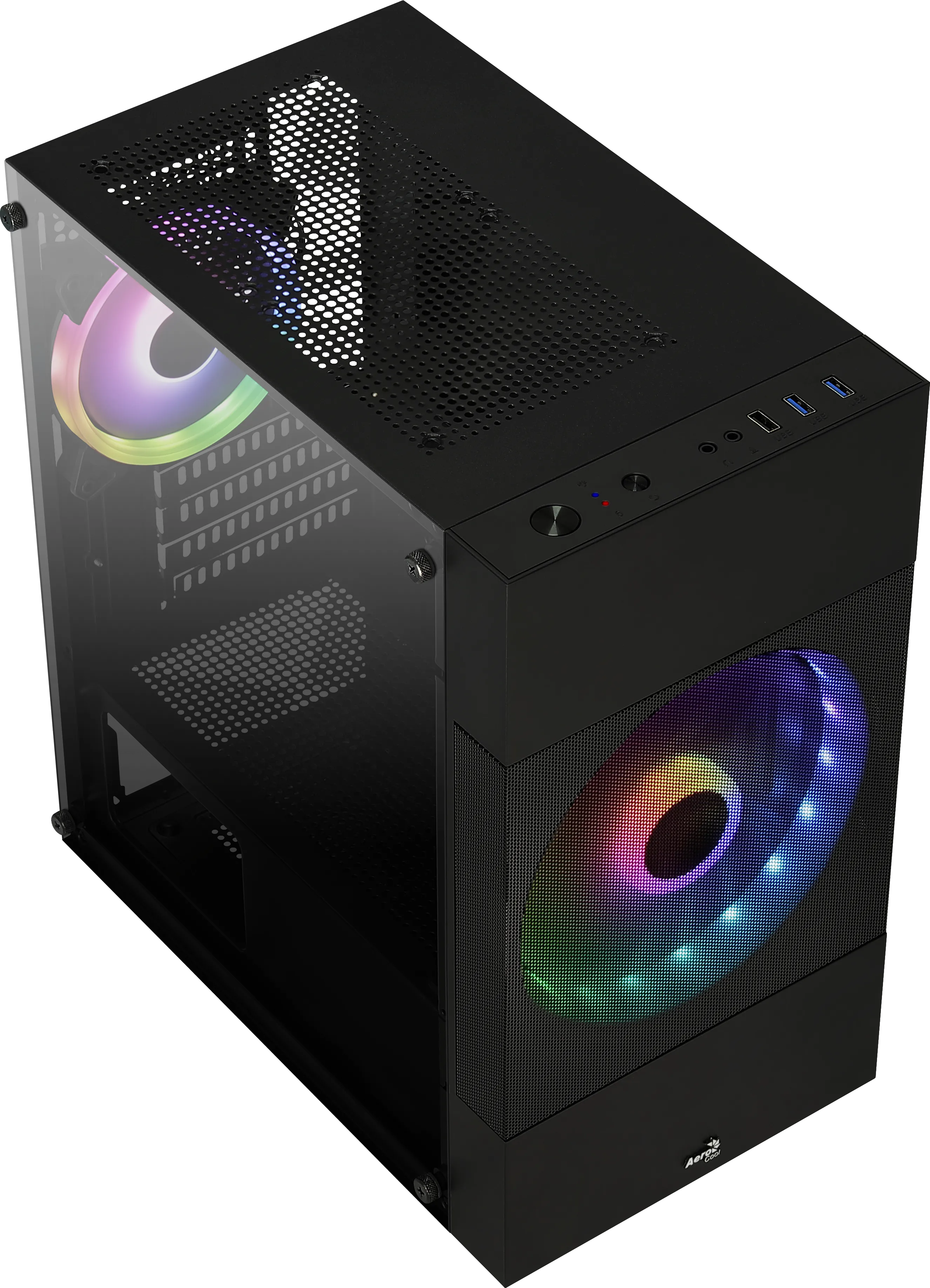 Boitier Cube Micro ATX AeroCool Atomic Lite RGB avec panneau vitré (Noir) 