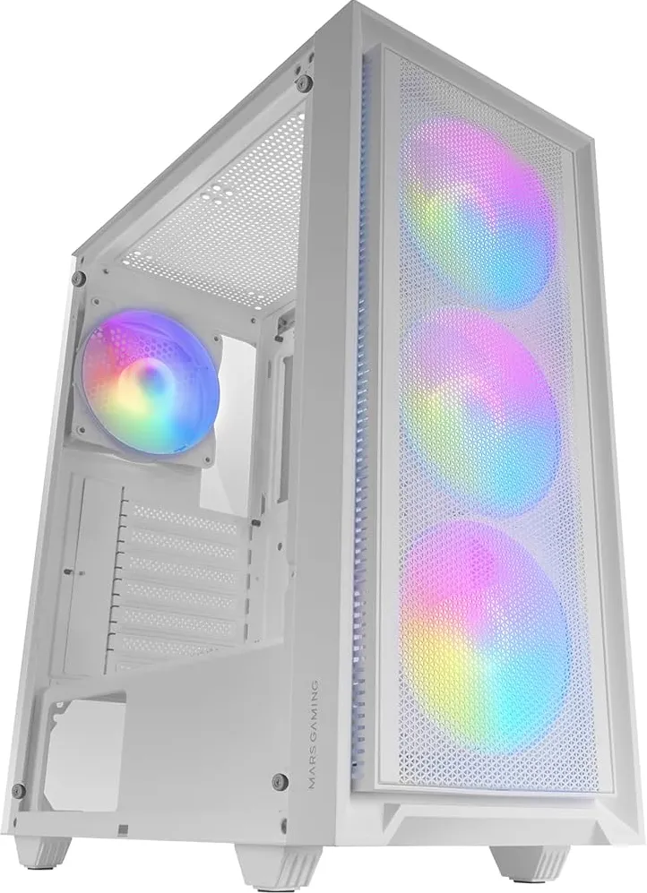 Boitier Moyen Tour ATX Mars Gaming MC-Air RGB avec panneau vitré (Blanc)