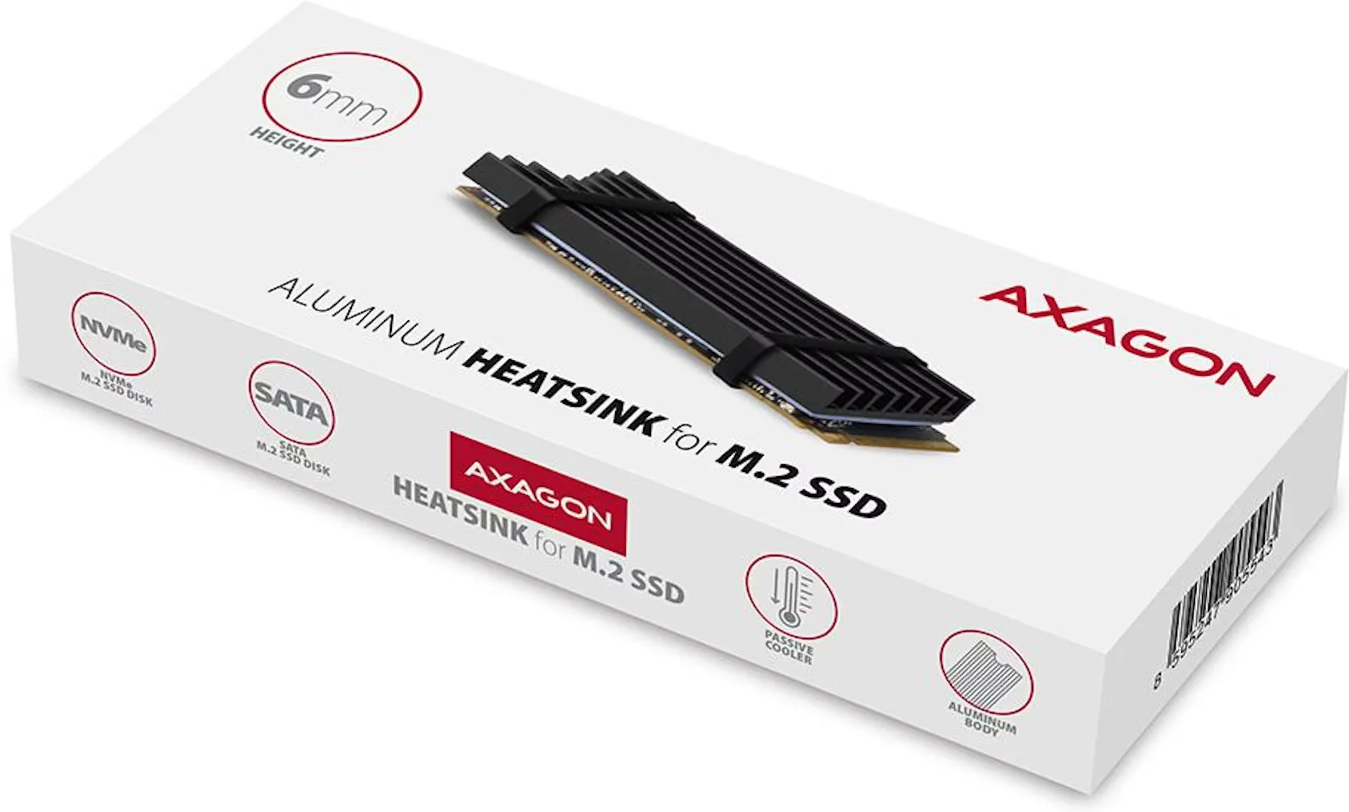 Dissipateur thermique pour SSD M.2 2280 Axagon CLR-M2L6 (Noir)