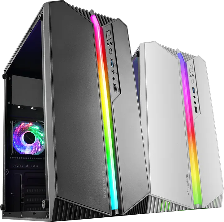 Boitier Mini Tour Micro ATX Mars Gaming MC-S1 RGB avec panneau vitré (Blanc)