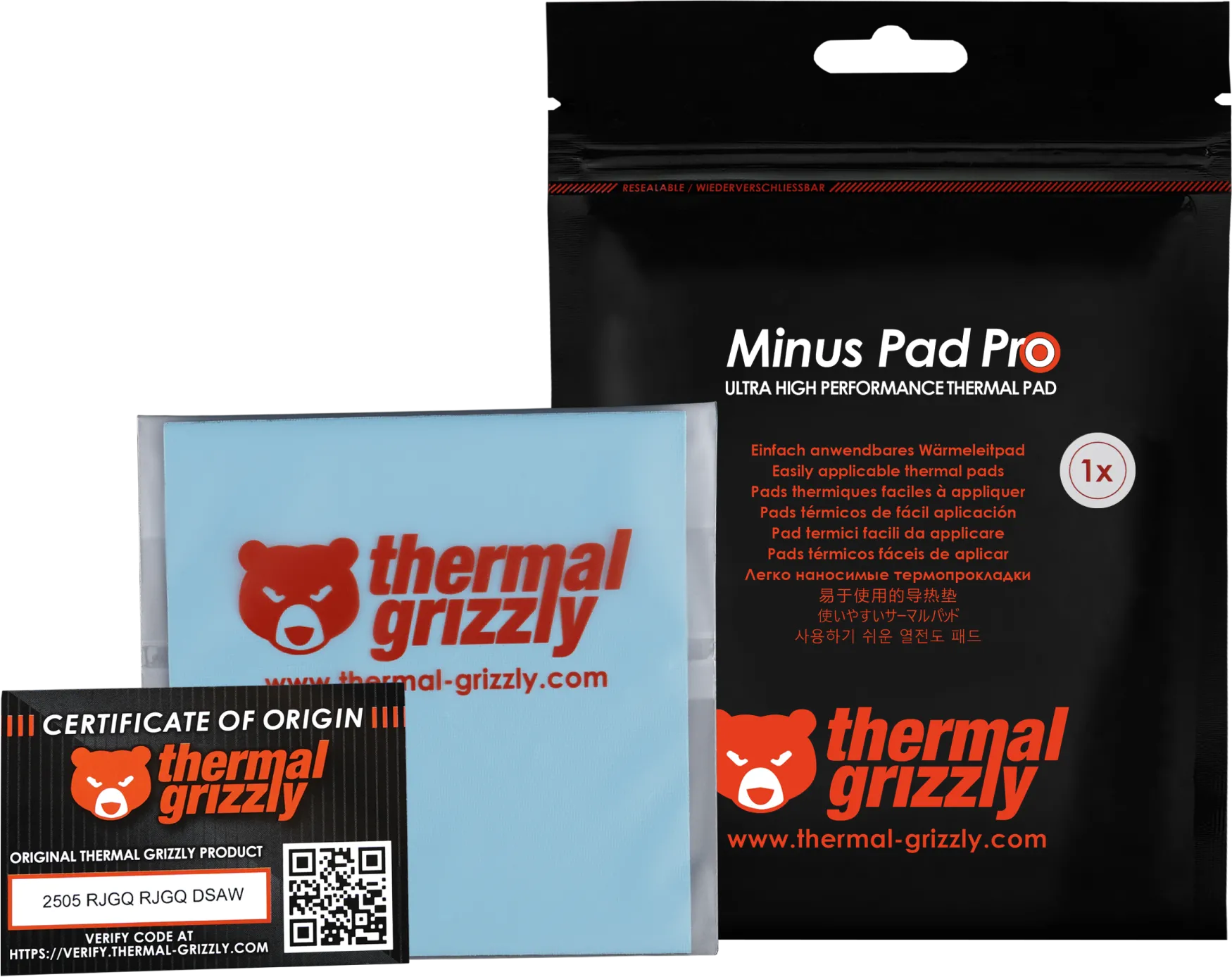 Pad Thermique Thermal Grizzly Minus Pad Pro 100x100x0,5mm (Gris)