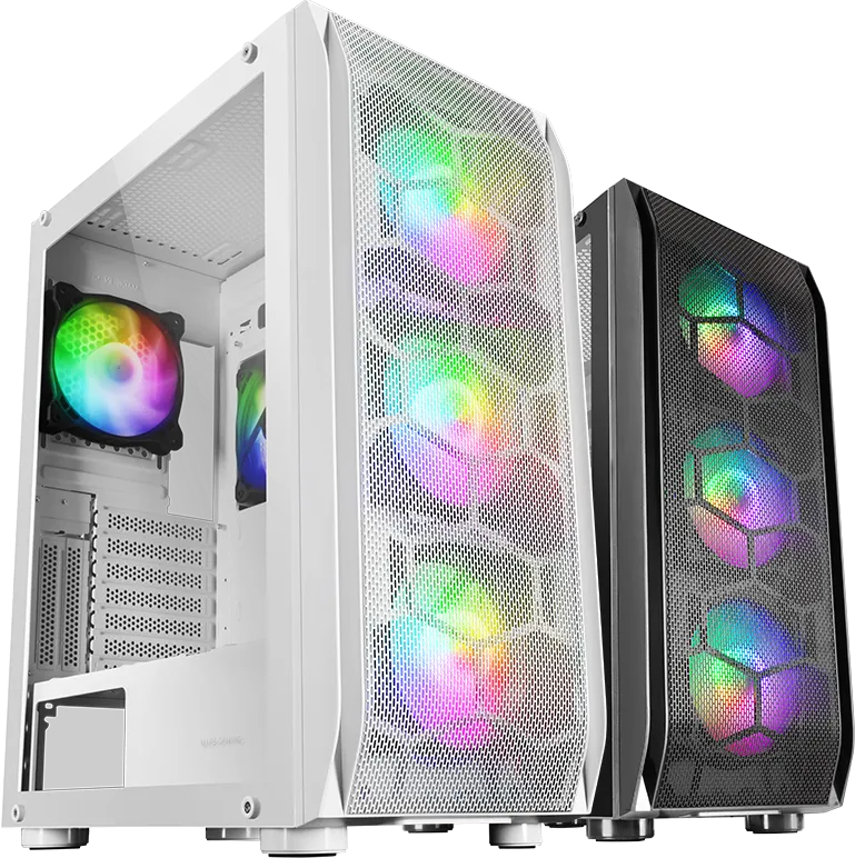 Boitier Moyen Tour E-ATX Mars Gaming MC-KX RGB avec panneau vitré (Blanc)